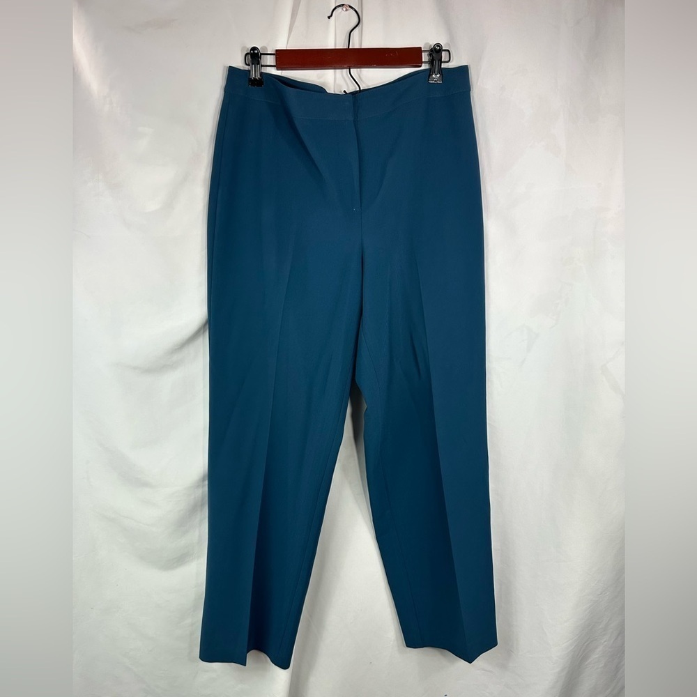 St John dark turquoise front pleated trousers size 10